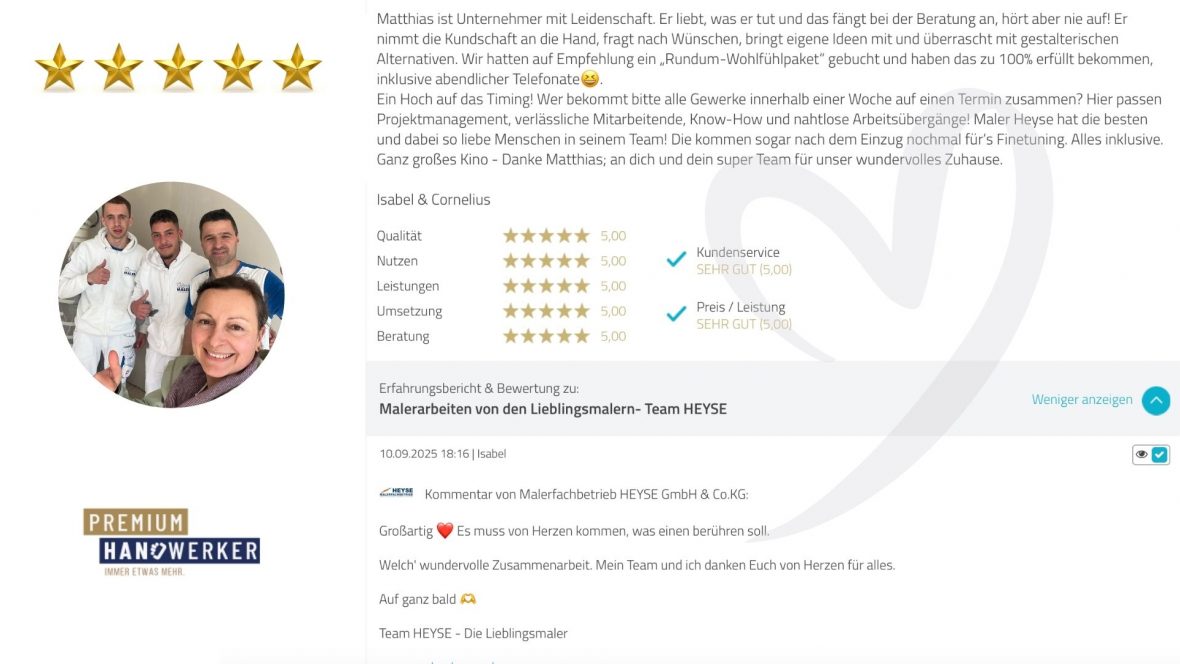 Kundenreferenz Malerarbeiten Hannover Maler Heyse Kundenreferenz Malerarbeiten Hannover Maler Heyse